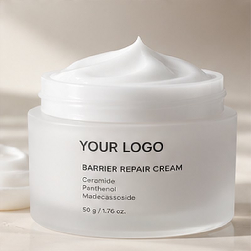 Barrier cream concept mockup with placeholder logo