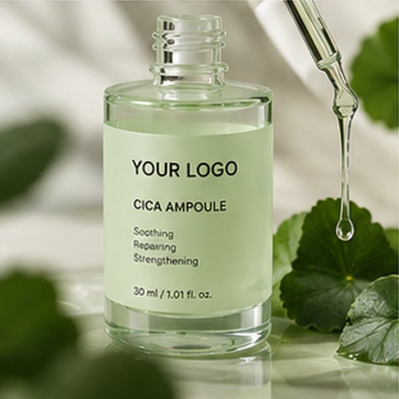 Cica ampoule concept mockup with placeholder logo