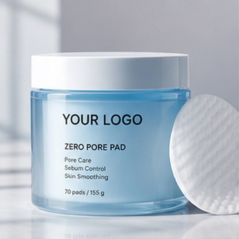 Pore pads concept mockup with placeholder logo