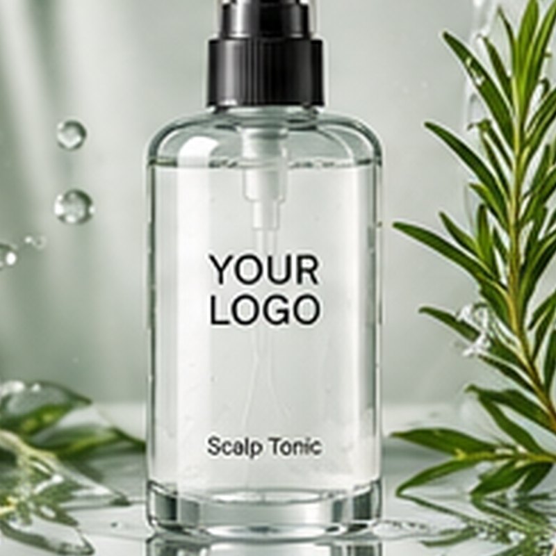 Scalp tonic concept mockup with placeholder logo