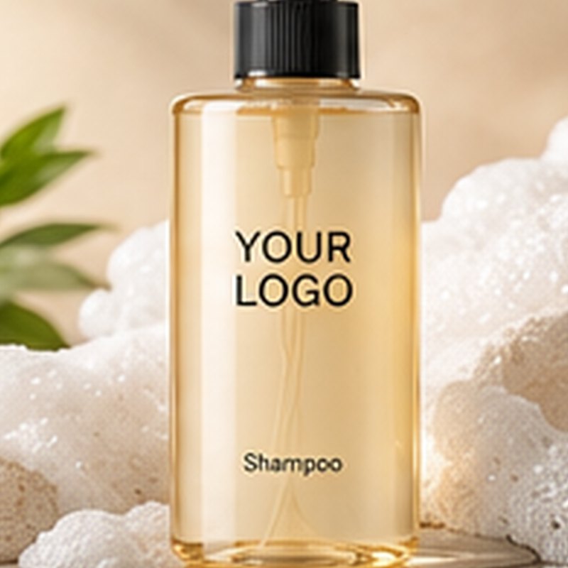 Shampoo concept mockup with placeholder logo