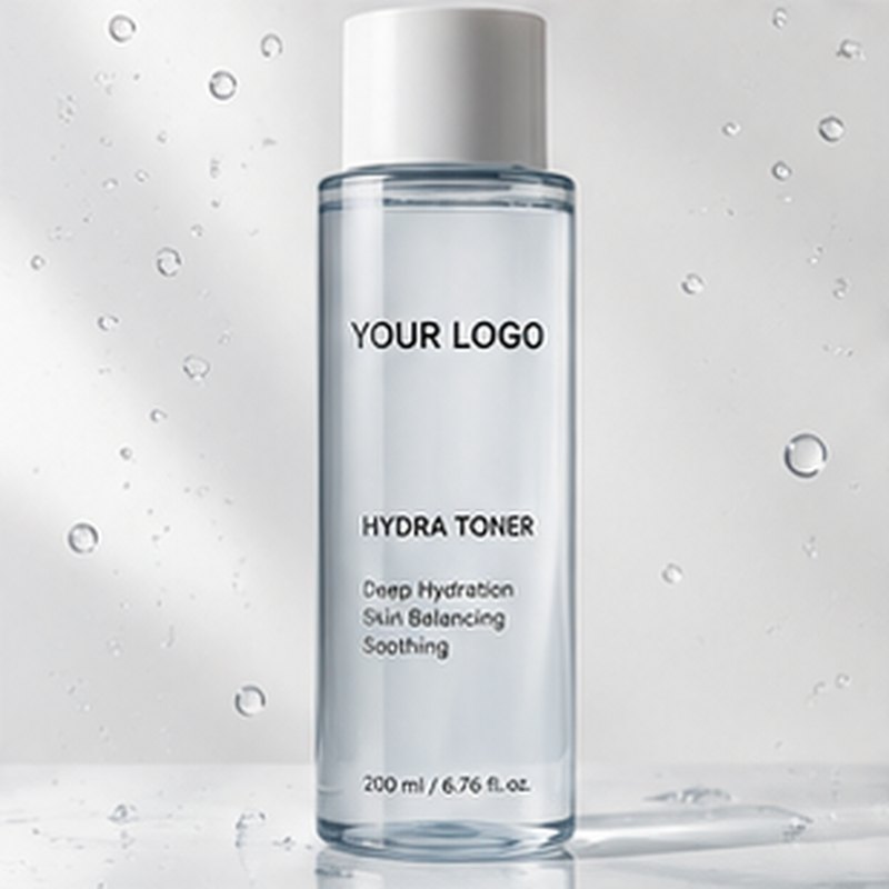 Hydrating toner concept mockup with placeholder logo